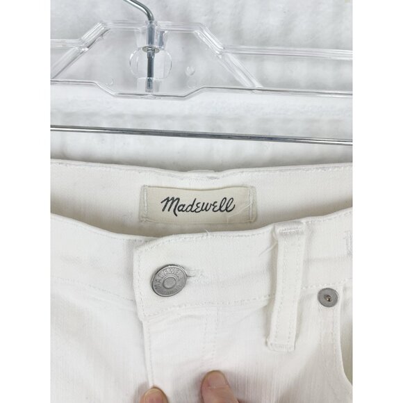 Madewell Jeans Size 32 9” High Rise Skinny Crop Pure White Destructed Edition - Picture 8 of 16
